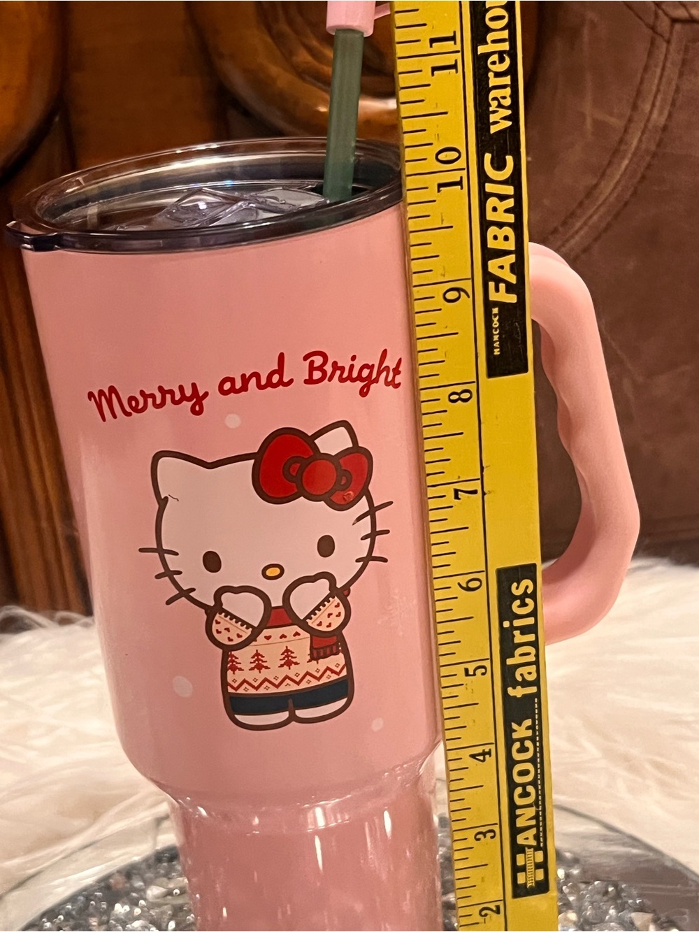 Hello Kitty Pink Merry and Bright Travel Tumbler with Straw - Picture 8 of 11